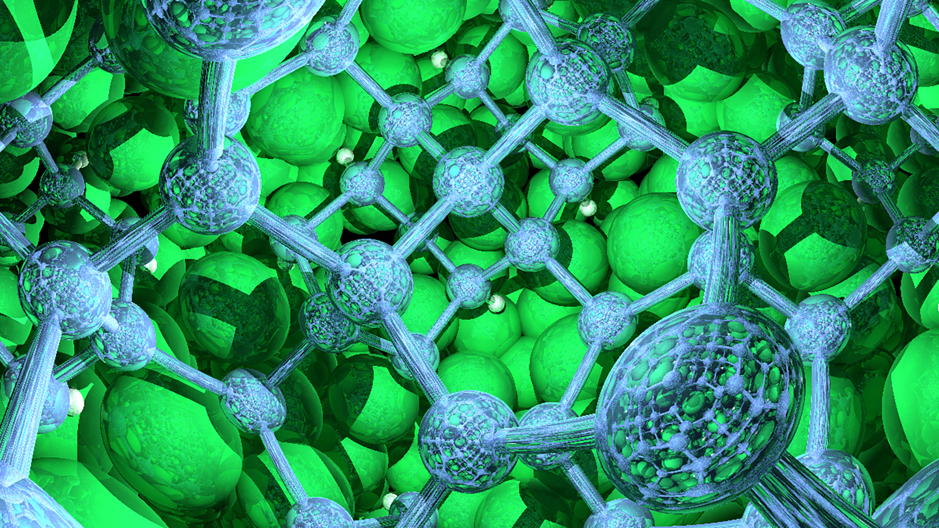 Green and Blue image of molecules.