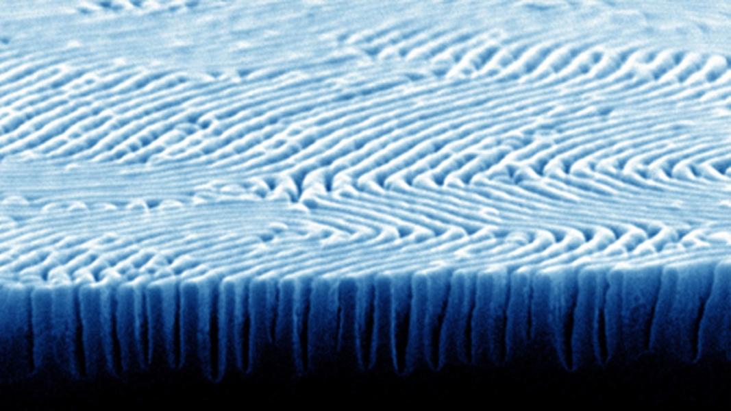 Closeup showcasing blue swirls.